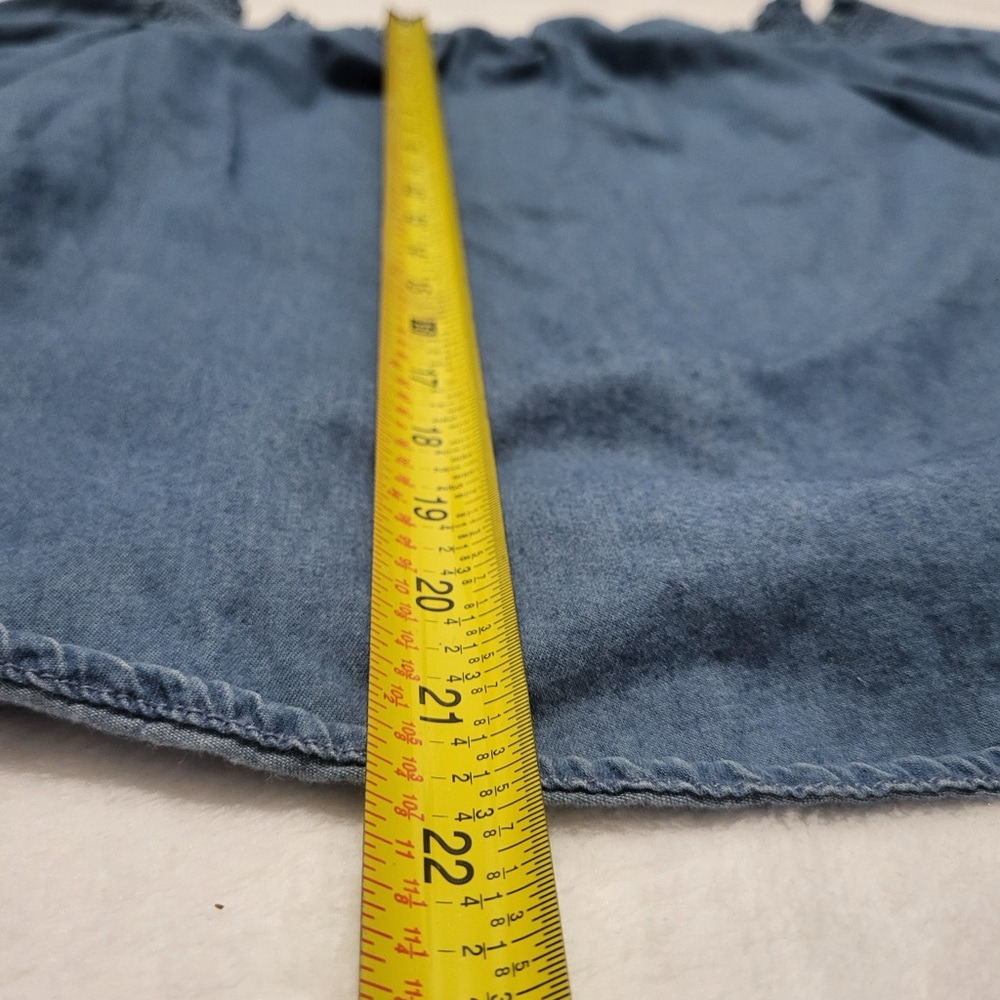 Michael Kors Women’s Top Chambray Blue Off the Shoulder Smocked Blouse Large - Picture 9 of 9